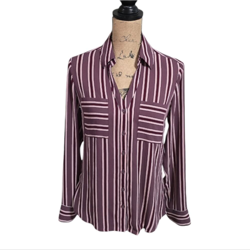 Express Portofino Long Sleeve Striped Button Up Shirt Size‎ Small